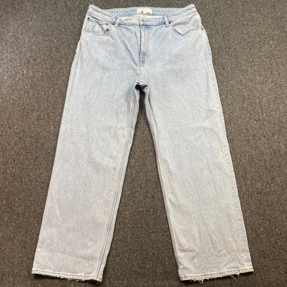Abercrombie Fitch 90s Relaxed Jean Sz 16s Womens Light Blue Skater High Rise Raw